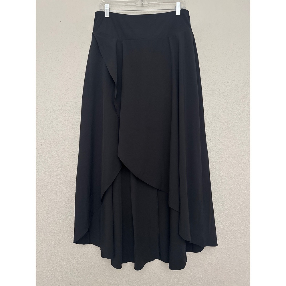 Halara Breezeful Ruffle 2-in-1 Quick Dry Flowy Hi-Low Maxi Skirt Black Large NWT